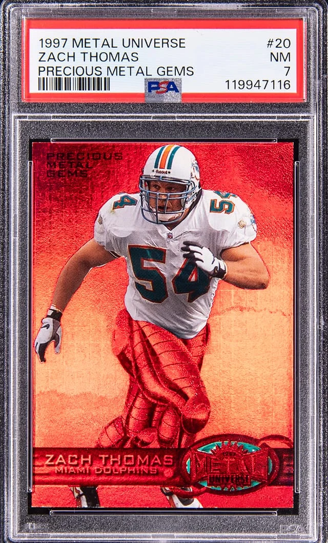 1997 SkyBox Metal Universe Zach Thomas Precious Metal Gems (PMG) Red #20 card image