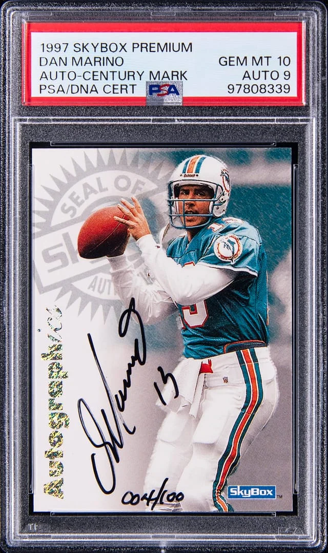 1997 SkyBox Premium Autographics Century Marks Dan Marino #no-number card image
