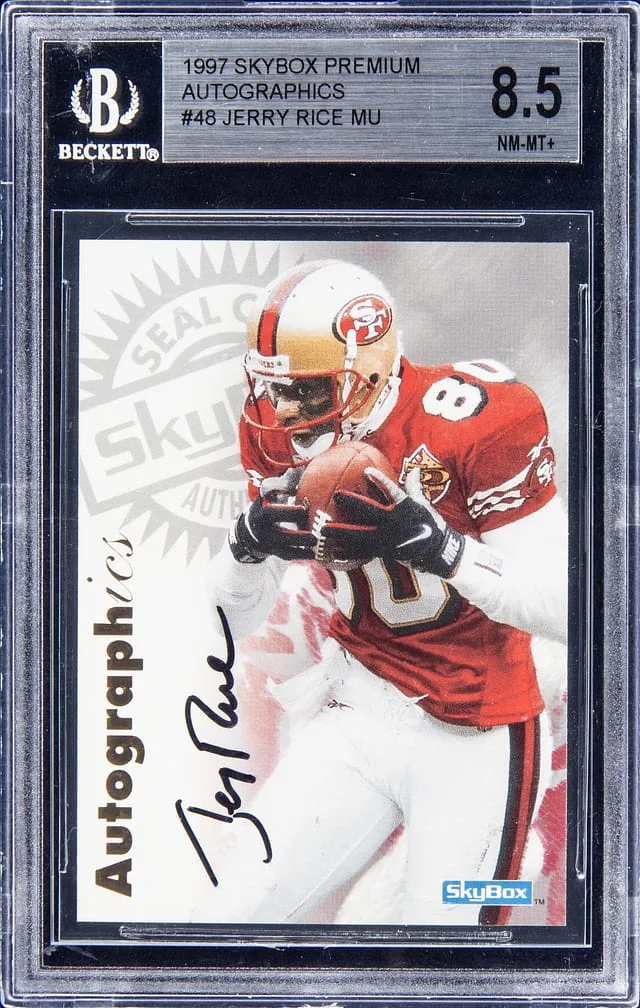 1997 SkyBox Premium Jerry Rice Autographics #48 card image