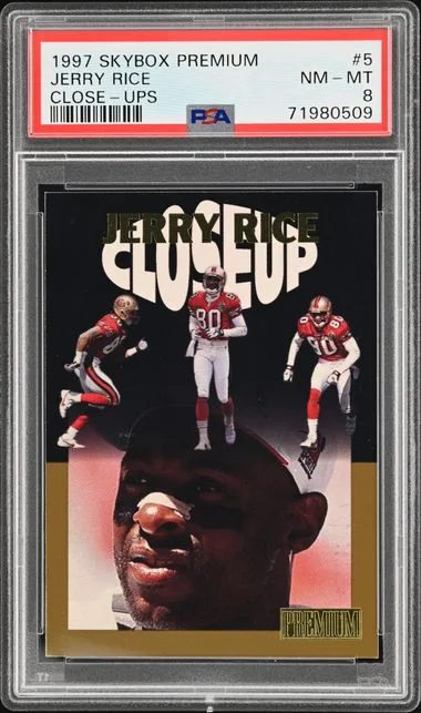 1997 SkyBox Premium Jerry Rice Close-Ups #5 card image