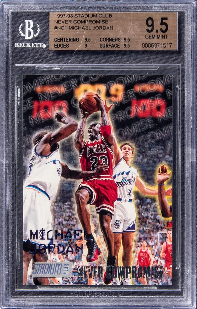 1997 Stadium Club Michael Jordan Never Compromise #NC1 card image