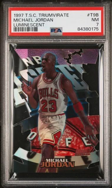1997 Stadium Club Michael Jordan Triumvirate Luminescent #T9B card image