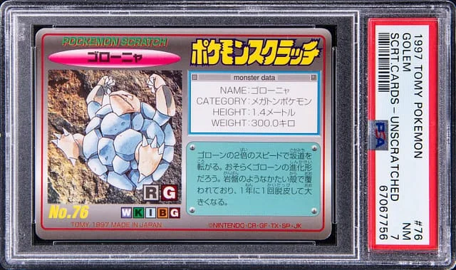 1997 Tomy Pokemon Scratch Card (Unscratched) Golem #76 card image