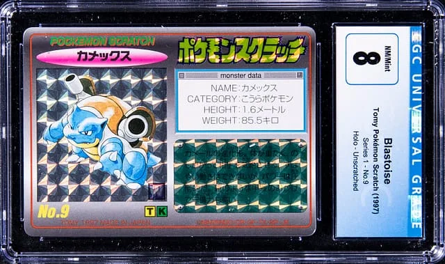 1997 Tomy Pokemon Scratch Series 1 Holo Unscratched Blastoise #9 card image