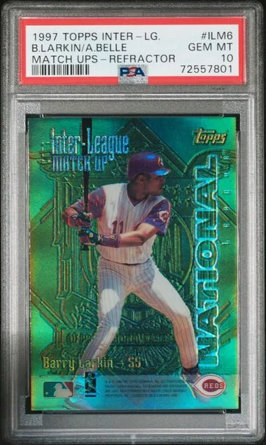 1997 Topps Barry Larkin/Albert Belle Inter-League Match Ups Refractor #ILM6 card image
