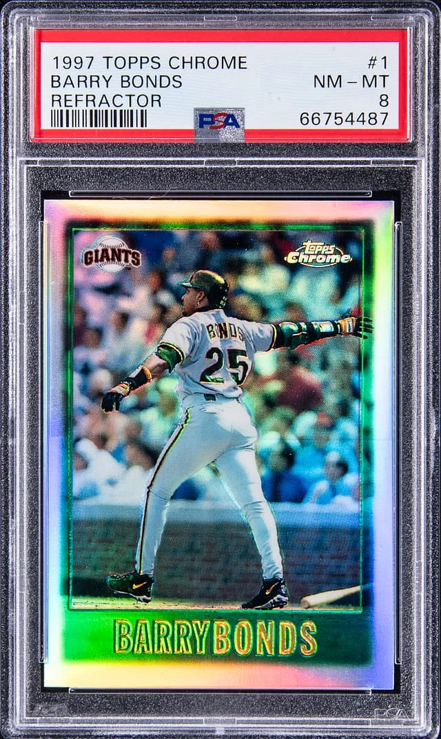1997 Topps Chrome Barry Bonds Refractor #1 card image