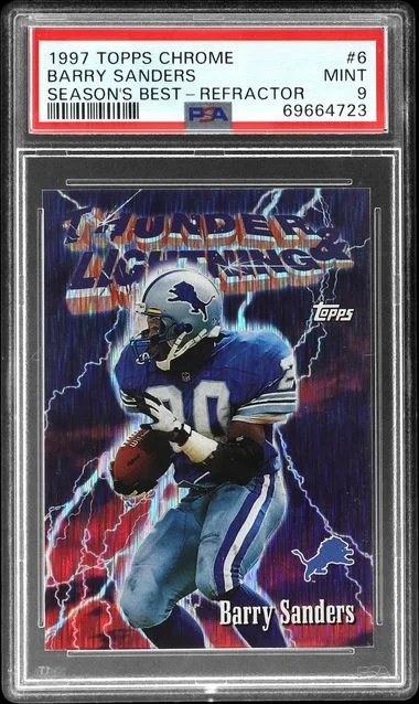 1997 Topps Chrome Barry Sanders Season's Best Refractor #6 card image