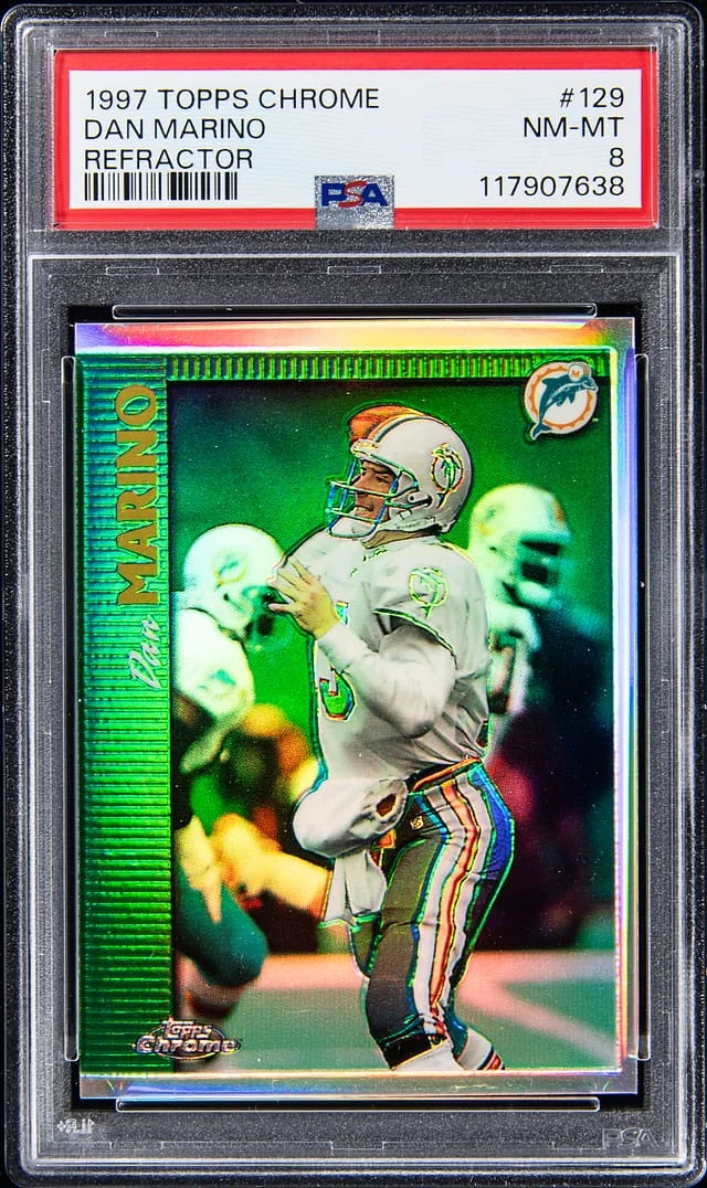 1997 Topps Chrome Dan Marino Refractor #129 card image