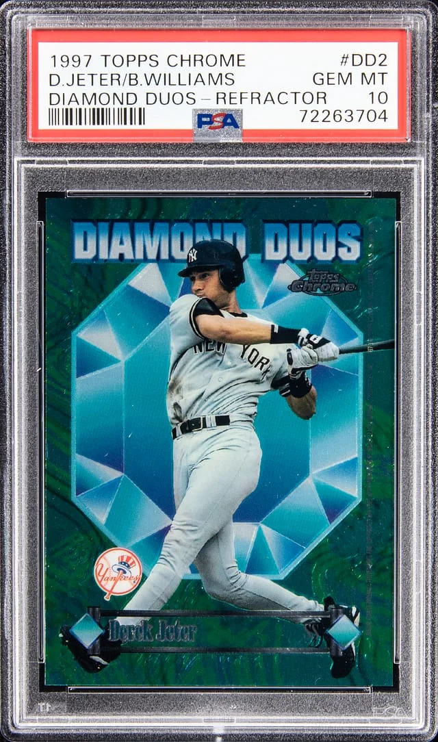 1997 Topps Chrome Derek Jeter/Bernie Williams Diamond Duos Refractor #DD2 card image
