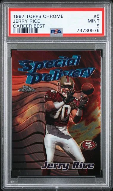 1997 Topps Chrome Jerry Rice Career Best #5 card image