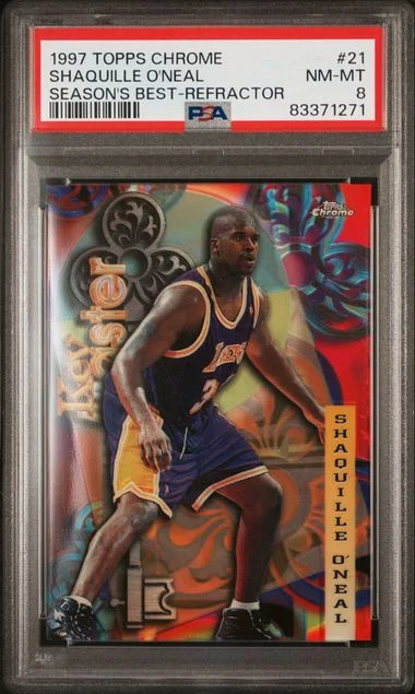 1997 Topps Chrome Shaquille O'Neal Season's Best Refractor #21 card image