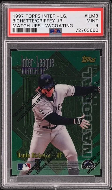 1997 Topps Dante Bichette/Ken Griffey Jr. Inter-League Match Ups W/Coating #ILM3 card image