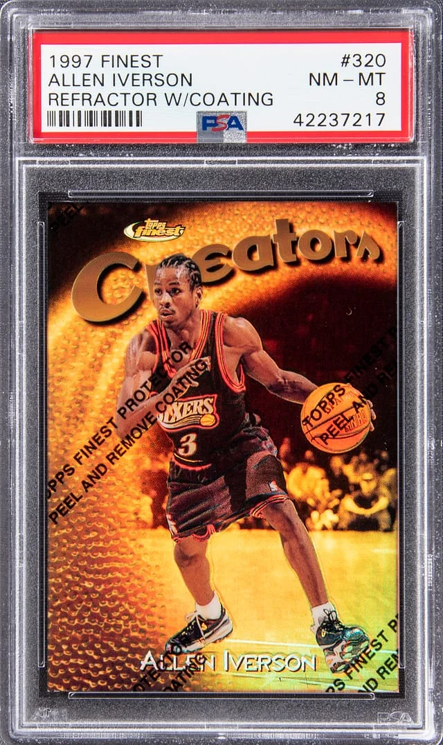 1997 Topps Finest Allen Iverson Refractor with Coating #320 card image
