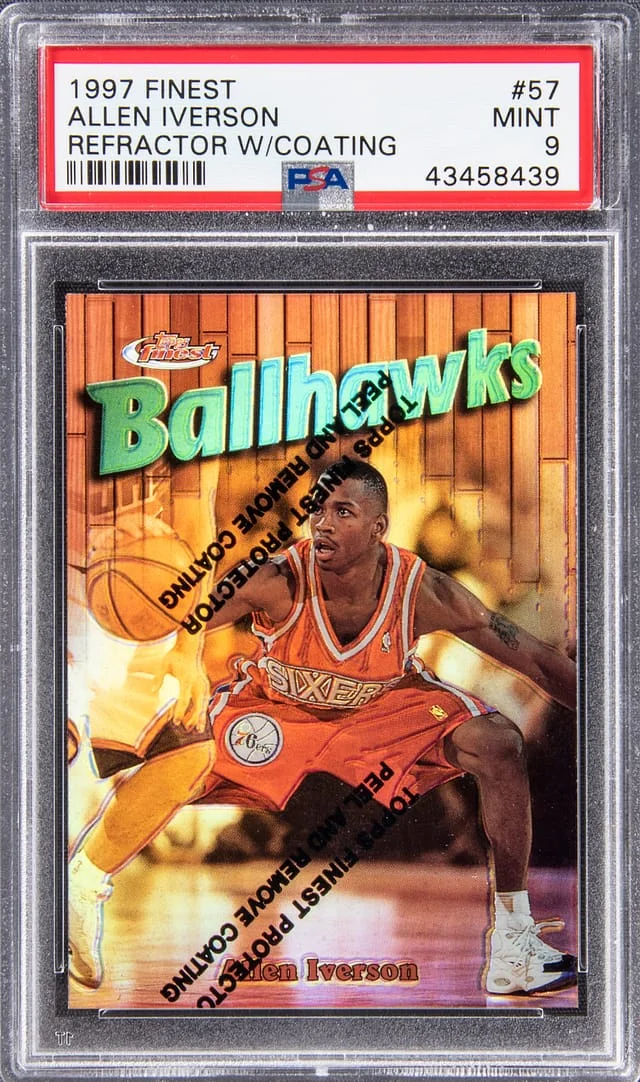 1997 Topps Finest Allen Iverson Refractor with Coating #57 card image