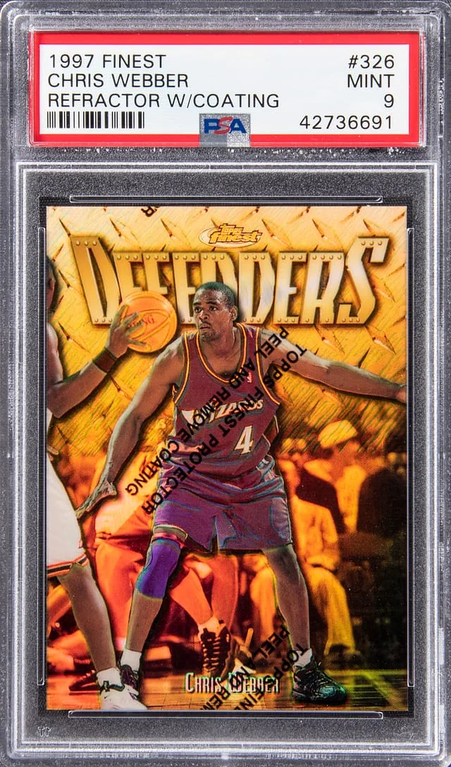 1997 Topps Finest Chris Webber Refractor with Coating #326 card image