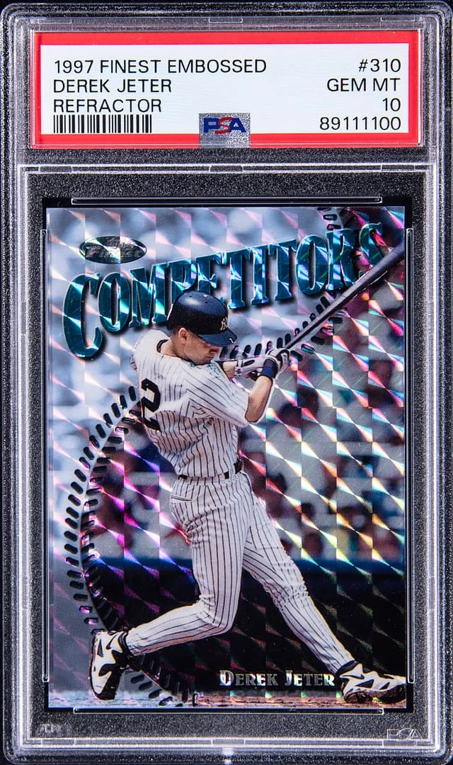 1997 Topps Finest Derek Jeter Embossed Refractor #310 card image
