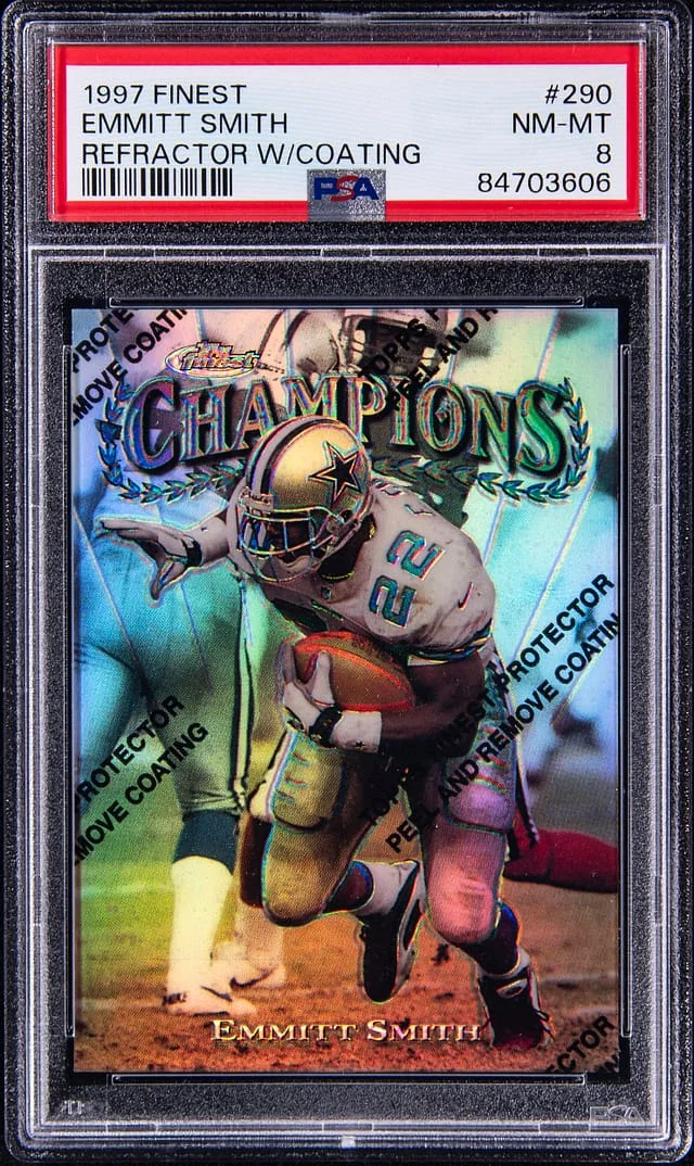 1997 Topps Finest Emmitt Smith Refractor W/Coating #290 card image