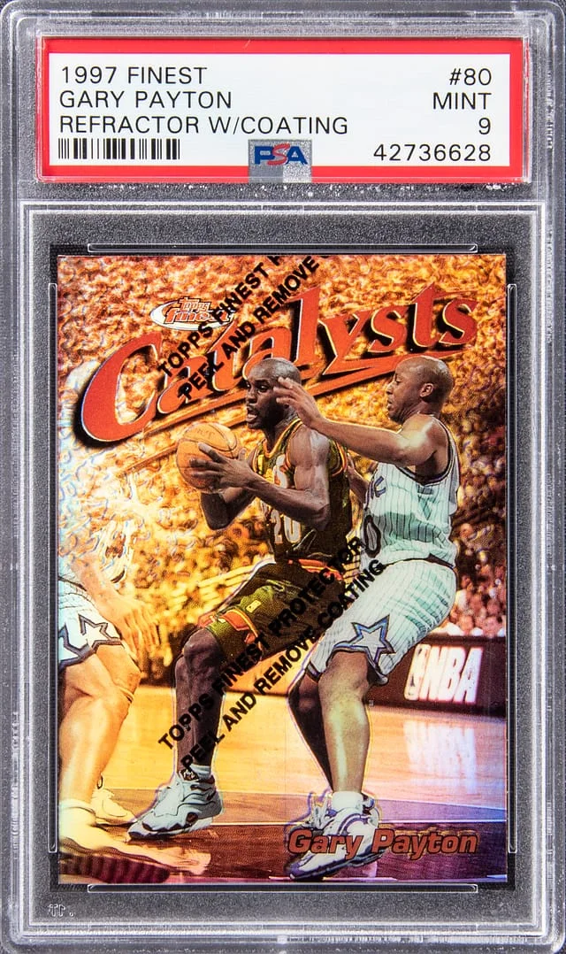 1997 Topps Finest Gary Payton Refractor with Coating #80 card image
