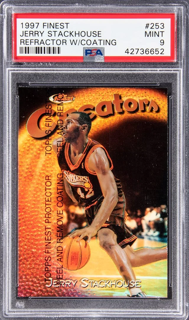 1997 Topps Finest Jerry Stackhouse Refractor with Coating #253 card image