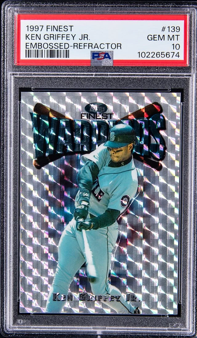 1997 Topps Finest Ken Griffey Jr. Embossed Refractor #139 card image