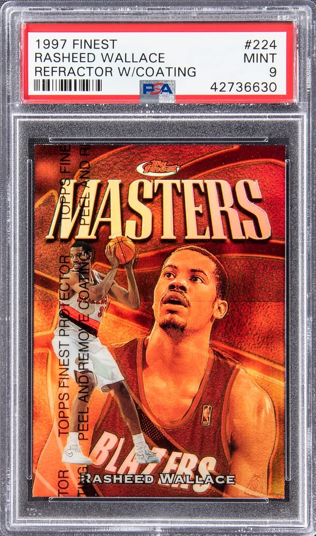 1997 Topps Finest Rasheed Wallace Refractor with Coating #224 card image