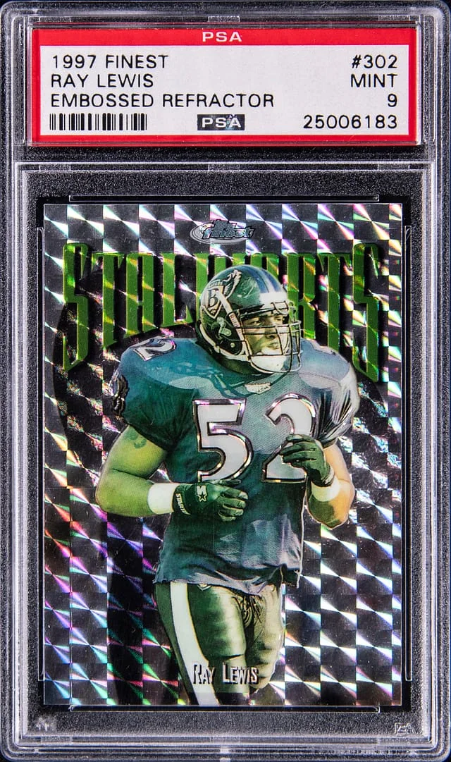 1997 Topps Finest Ray Lewis Embossed Refractor #302 card image