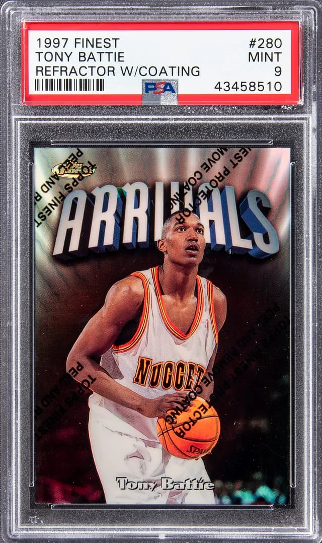 1997 Topps Finest Tony Battie Refractor with Coating #280 card image