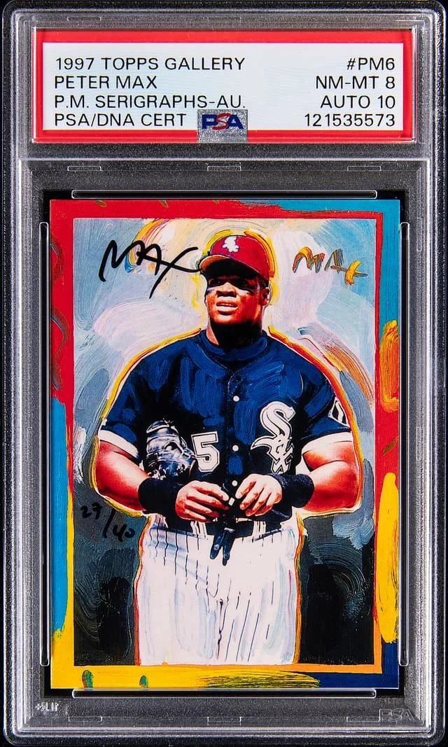 1997 Topps Frank Thomas, Gallery Peter Max Serigraphs Autograph #PM6 card image