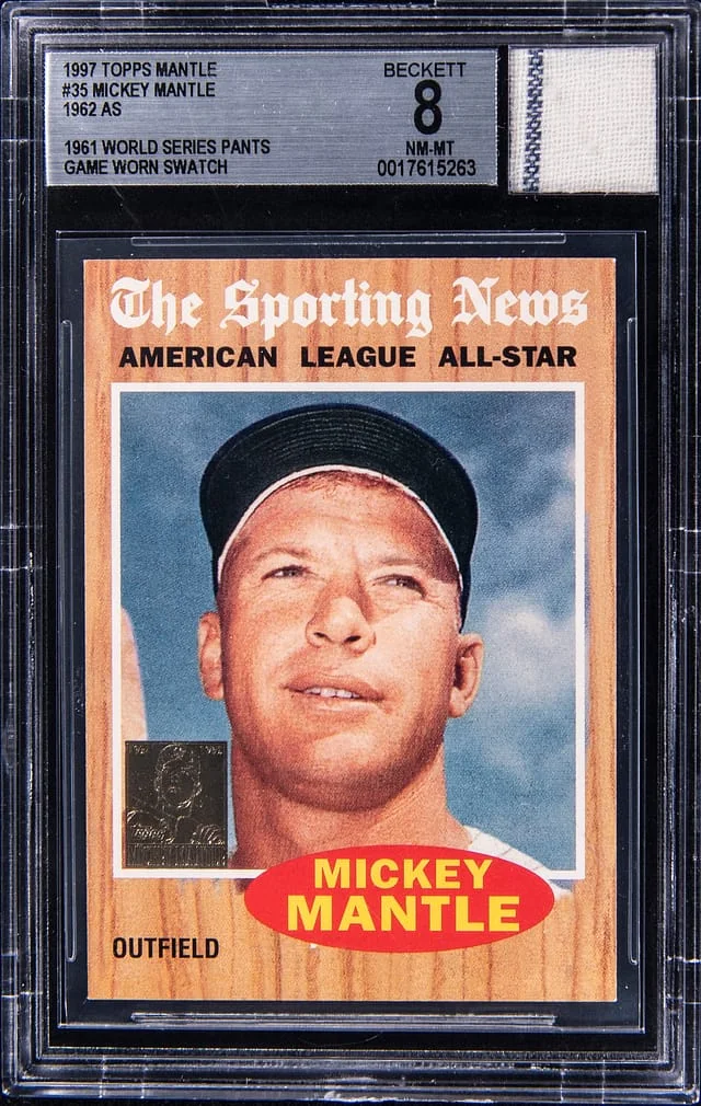 1997 Topps Mickey Mantle 1961 World Series Pants Game Worn Swatch #35 card image