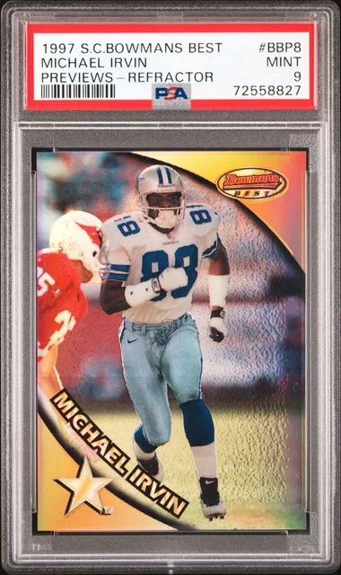 1997 Topps Stadium Club Michael Irvin Bowman's Best Previews Refractor #BBP8 card image