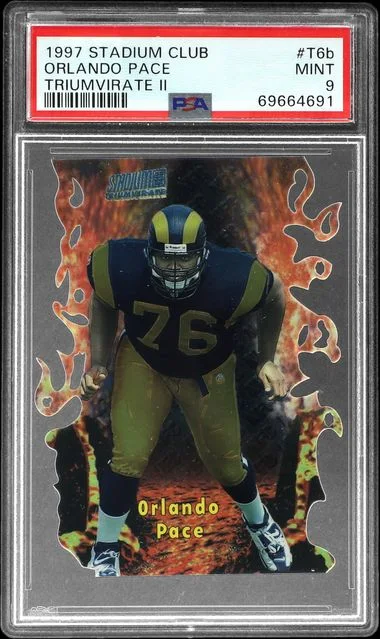 1997 Topps Stadium Club Orlando Pace Triumvirate II #T6B card image