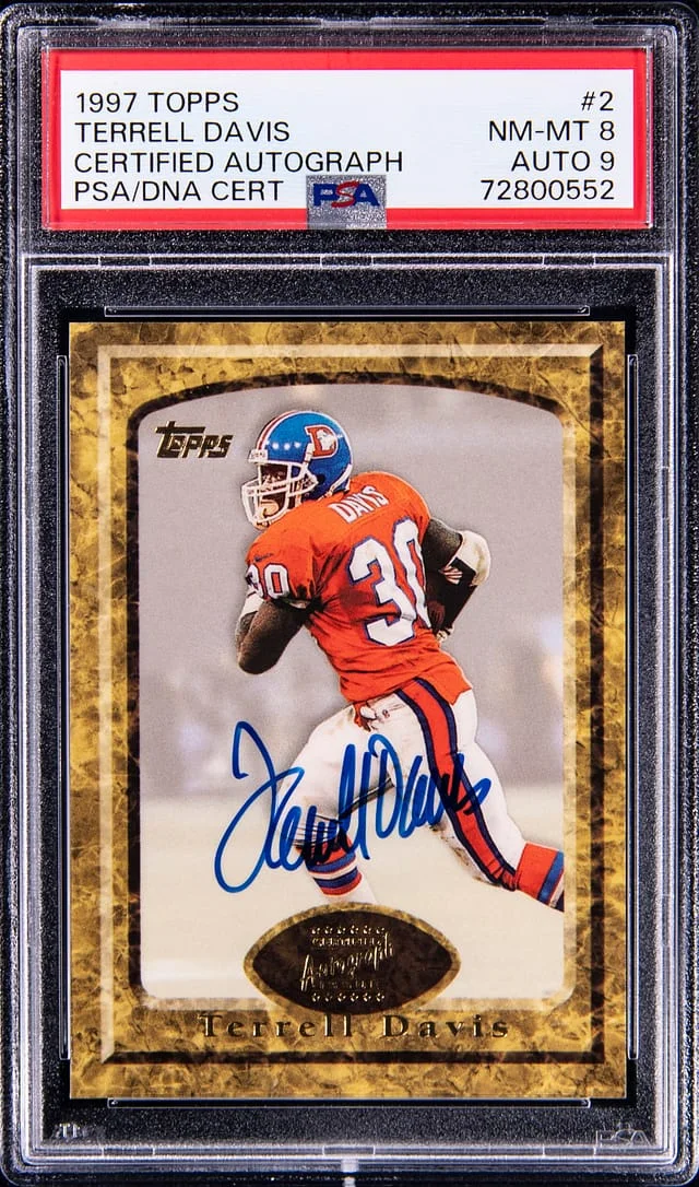 1997 Topps Terrell Davis Certified Autograph D.G. Only #2 card image