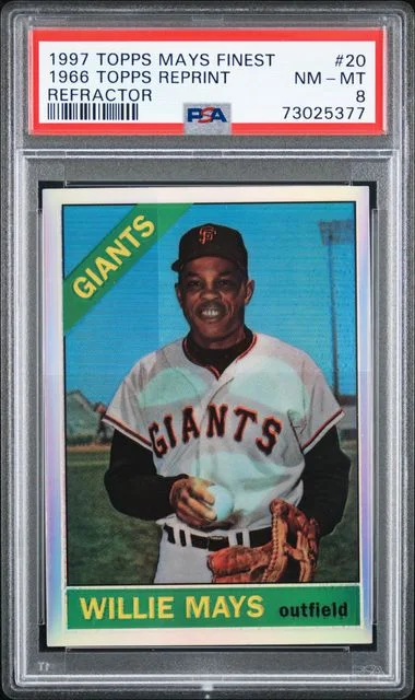 1997 Topps Willie Mays Mays Finest '66 Topps Reprint Refractor #20 card image