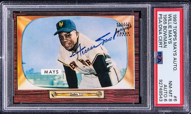 1997 Topps Willie Mays Mays Autograph 1955 Bowman #6 card image