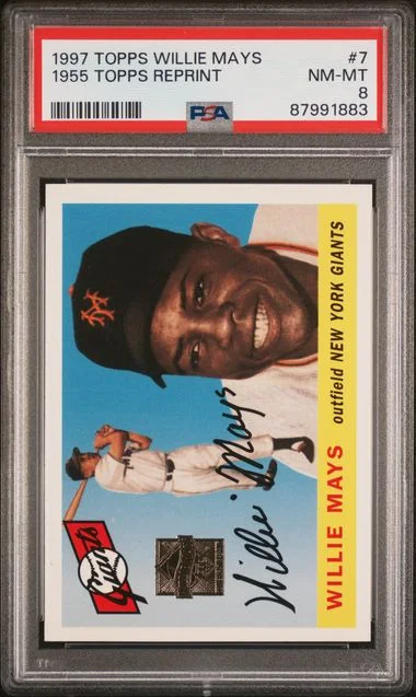 1997 Topps Willie Mays 1955 Topps Reprint #7 card image