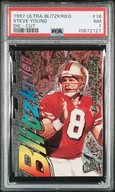 1997 Ultra Steve Young Blitzkrieg Die-Cut #18 card image
