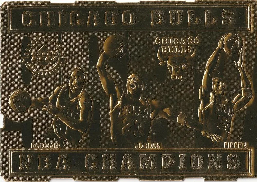 1997 Upper Deck Authenticated Chicago Bulls NBA Champions 22k Gold Michael Jordan #NNO card image
