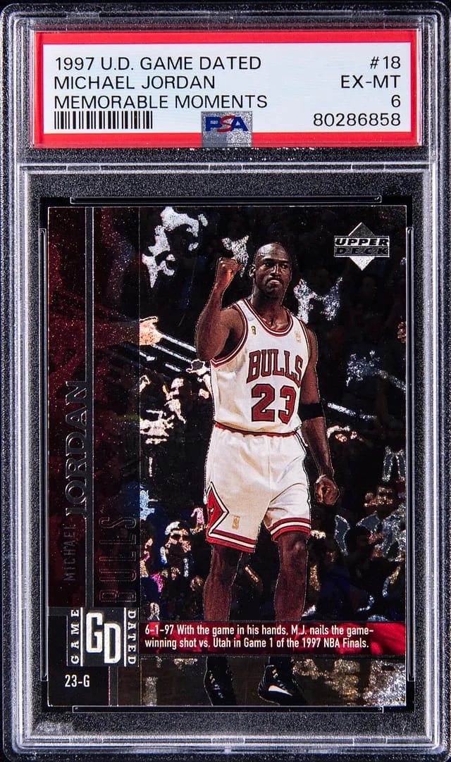 1997 Upper Deck Michael Jordan Game Dated Memorable Moments Foil #18 card image