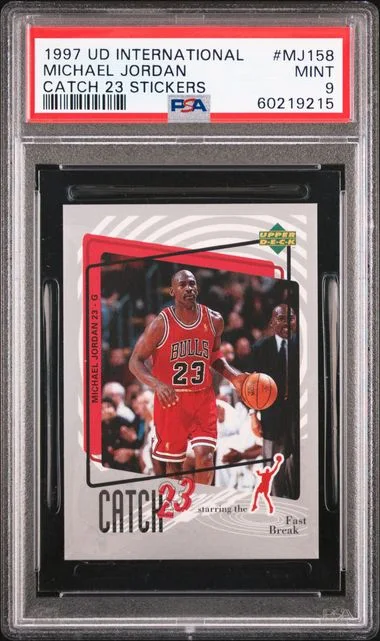 1997 Upper Deck Michael Jordan International Catch 23 Stickers #MJ158 card image