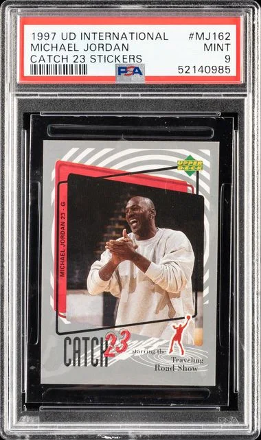 1997 Upper Deck Michael Jordan International Catch 23 Stickers #MJ162 card image
