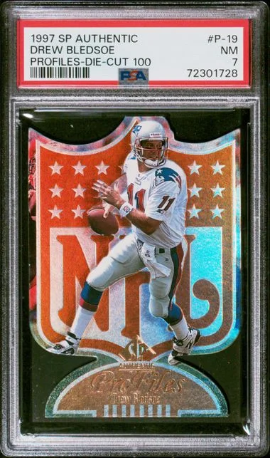 1997 Upper Deck SP Authentic Drew Bledsoe Profiles Die-Cut 100 #P-19 card image