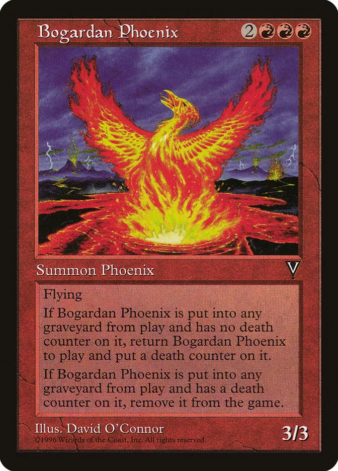 1997 Visions Bogardan Phoenix rare #76 unlisted card image
