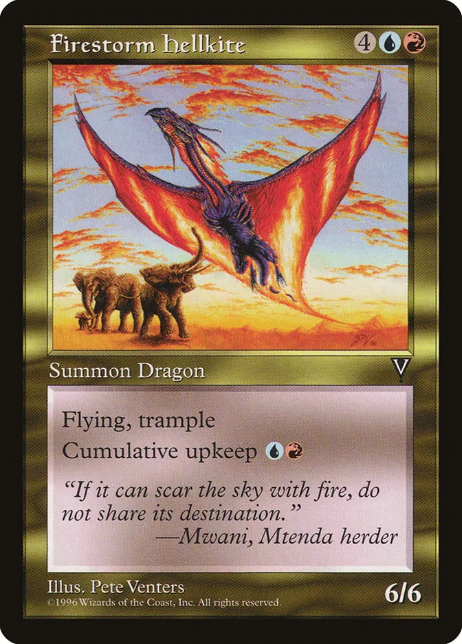 1997 Visions Firestorm Hellkite rare #130 unlisted card image