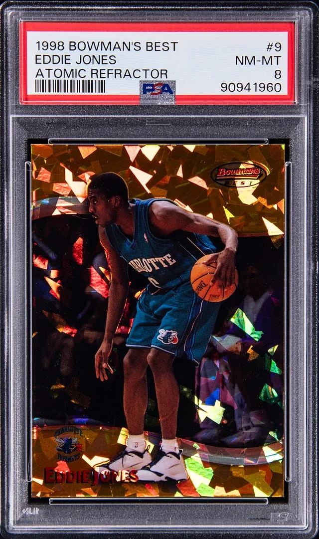 1998-99 Bowman's Best Eddie Jones Atomic Refractor #9 card image