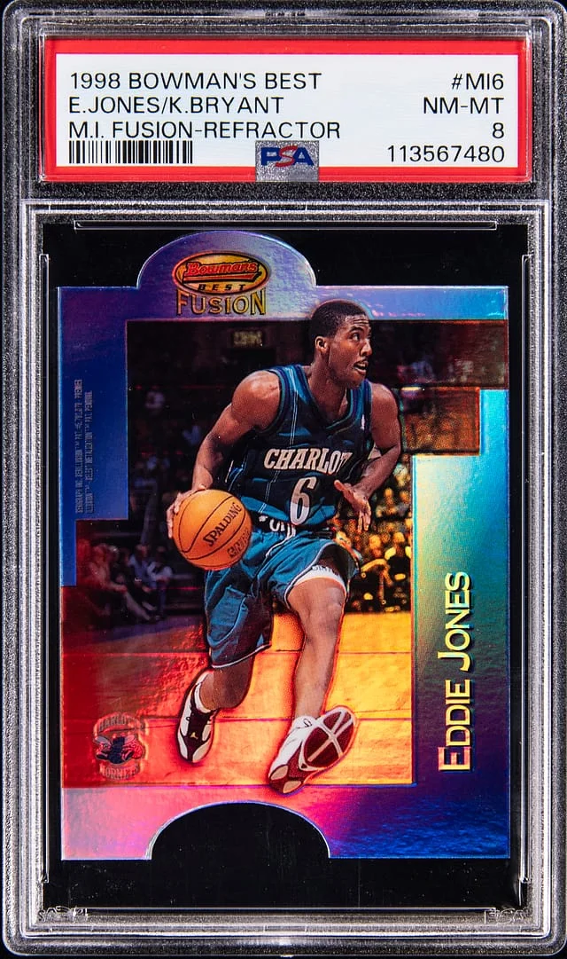 1998-99 Bowman's Best Eddie Jones/Kobe Bryant Mirror Image Fusion Atomic Refractor #MI6 card image