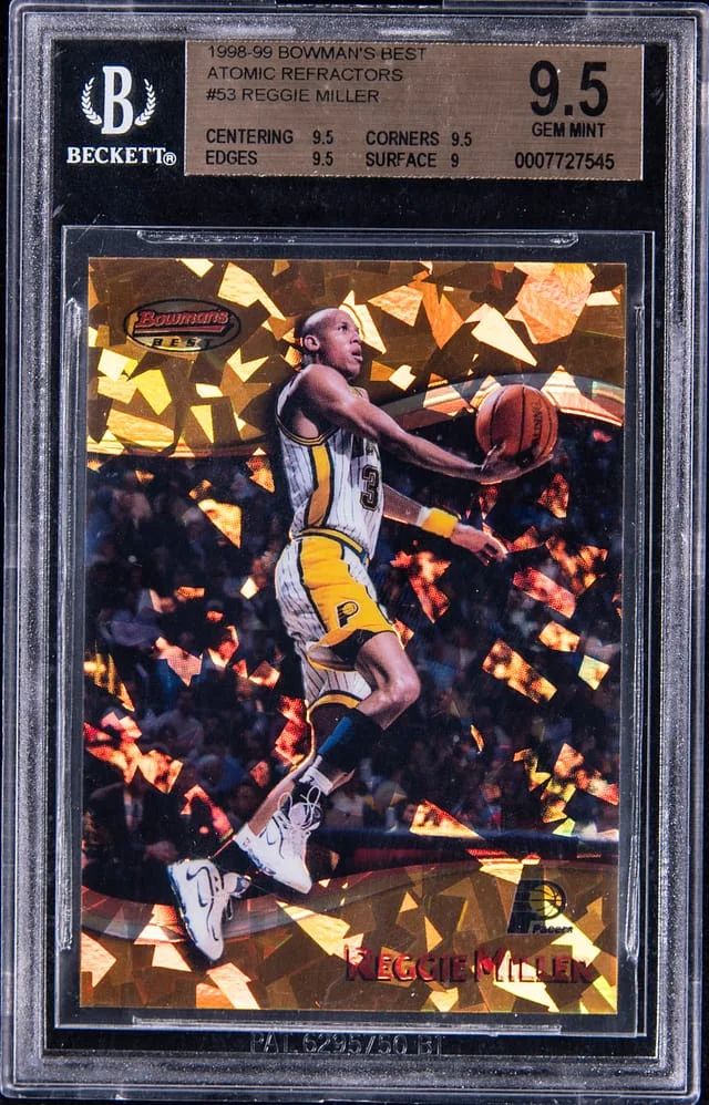 1998-99 Bowman's Best Reggie Miller Atomic Refractor #53 card image