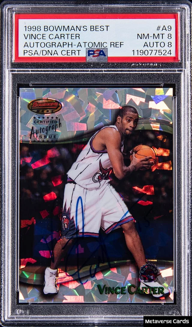 1998-99 Bowman's Best Vince Carter Certified Autograph #A9 card image