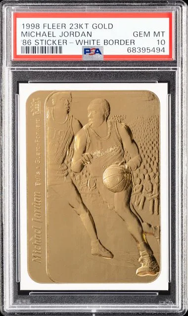 1998-99 Fleer Gold '86 Sticker-White Border Michael Jordan #23Kt card image