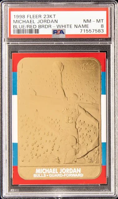 1998-99 Fleer Gold Blue/Red Border Michael Jordan, White Name #23KT card image