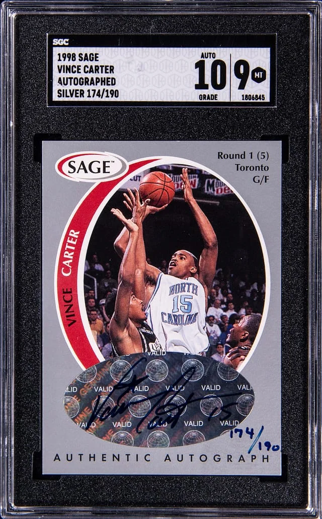1998-99 Sage Autographed Silver Vince Carter #A8 card image